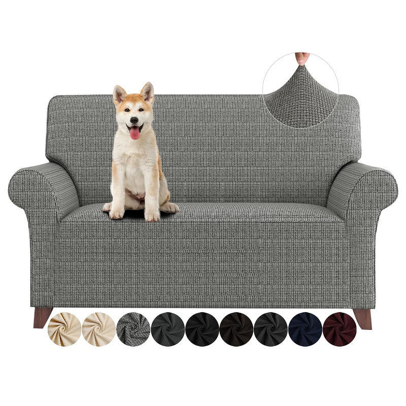 ZNSAYOTX Loveseat Covers High Stretchy Spandex Pet Friendly Sofa Slipcover 1 Piece Non Slip Couch Furniture Protection Covers (Black and White, Loveseat) - Image 1